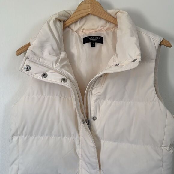 Talbots Petite Puffer Vest‎ Small Petite Ivory Down-Filled Winter Layer - Picture 5 of 11